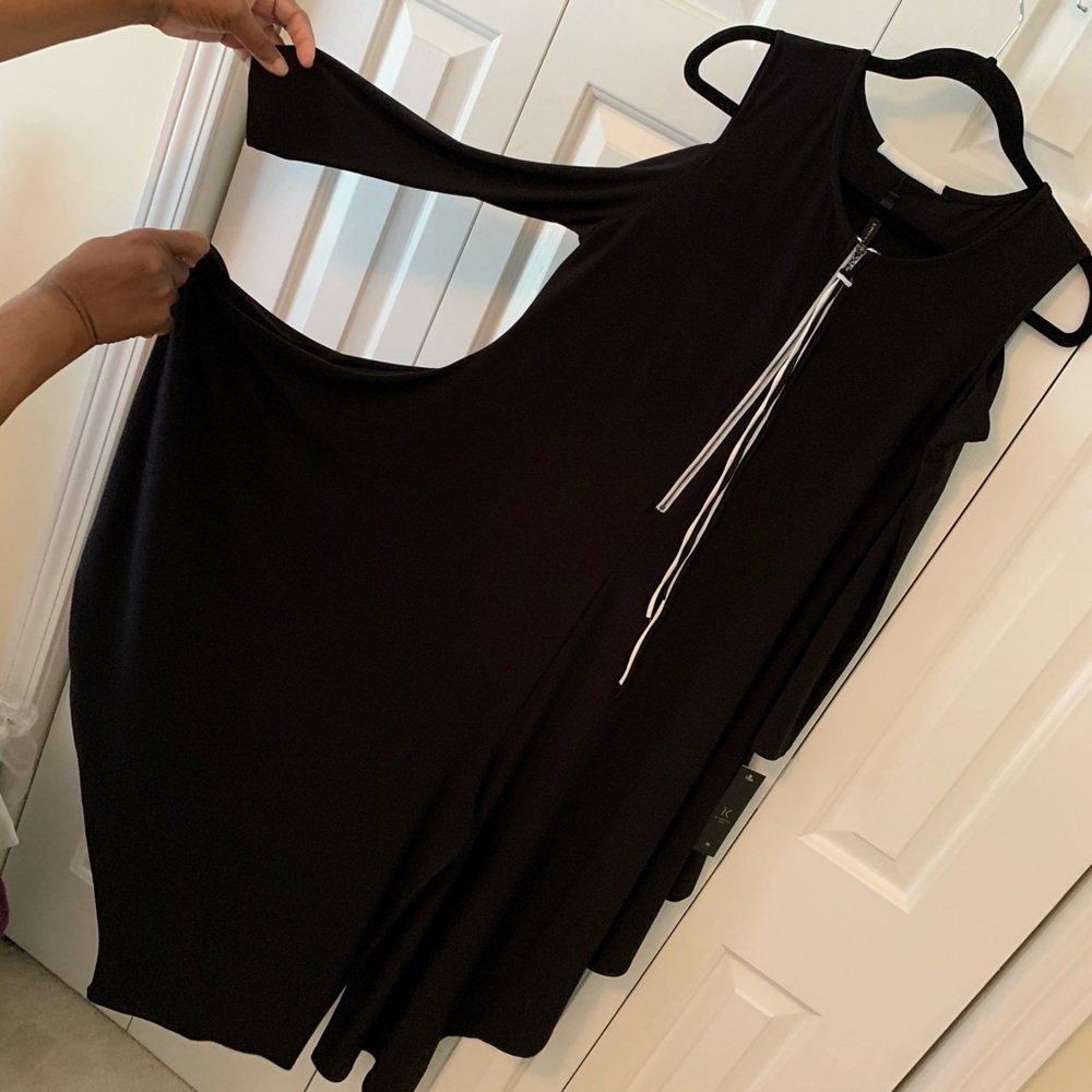 Brand New Black and White Cold Shoulder Jumper